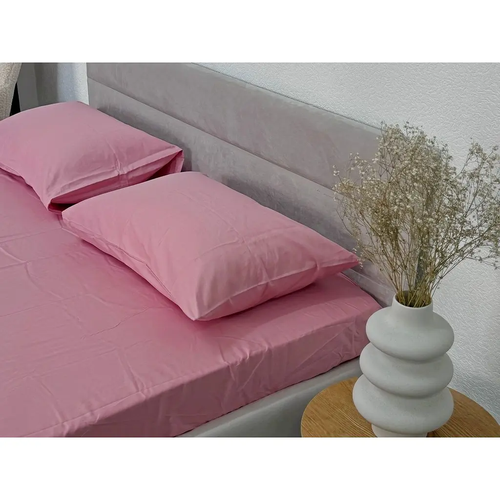 Простирадло Ecotton Brindal Rose на резинці сатин 180х200 см рожеве (24834) - фото 3
