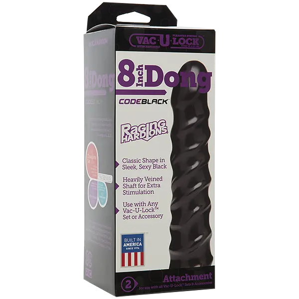 Фалоімітатор Doc Johnson CodeBlack - 8 Inch Raging, діаметр 20х3.8 см (чорний) - фото 2