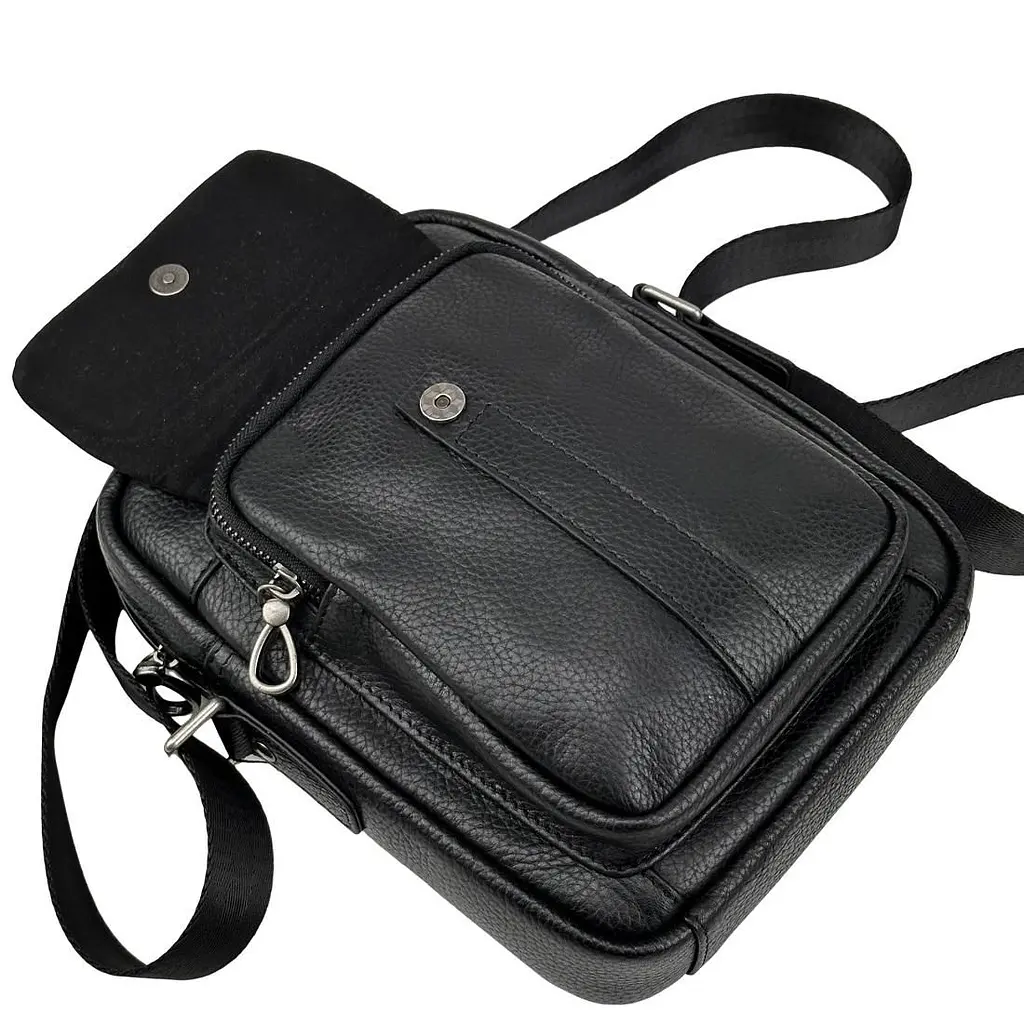 Чоловічий месенджер із м'якої шкіри Tiding Bag 1639A чорний - фото 7