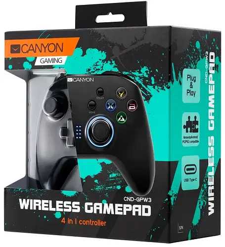 Геймпад Canyon GP-W3, Black, бездротовий, для ПК / PS3 / Android / Nintendo Switch, 16 кнопок, подвійна вібрація, індивідуальне підсвічування кнопок, 600 mAh (CND-GPW3) - фото 4