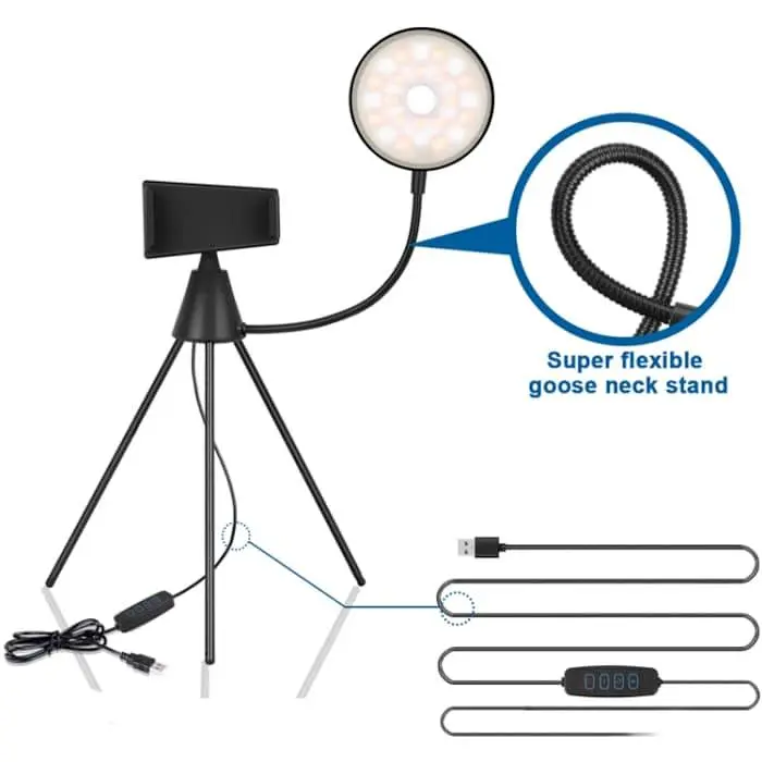 Кільцева LED лампа Puluz SYA0014601 зі штативом для телефону - фото 2
