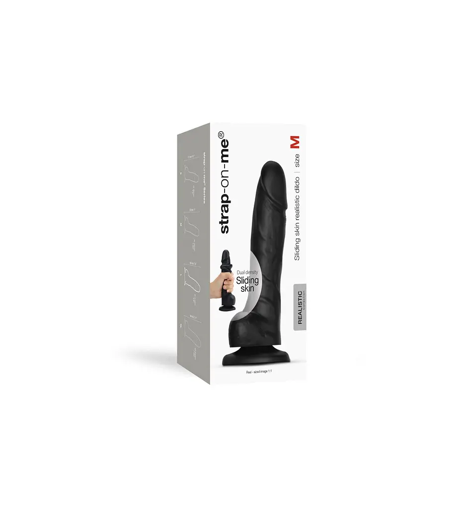 Фаллоимитатор Strap-On-Me Sliding Skin Realistic Dildo M 18.5 см черный - фото 9