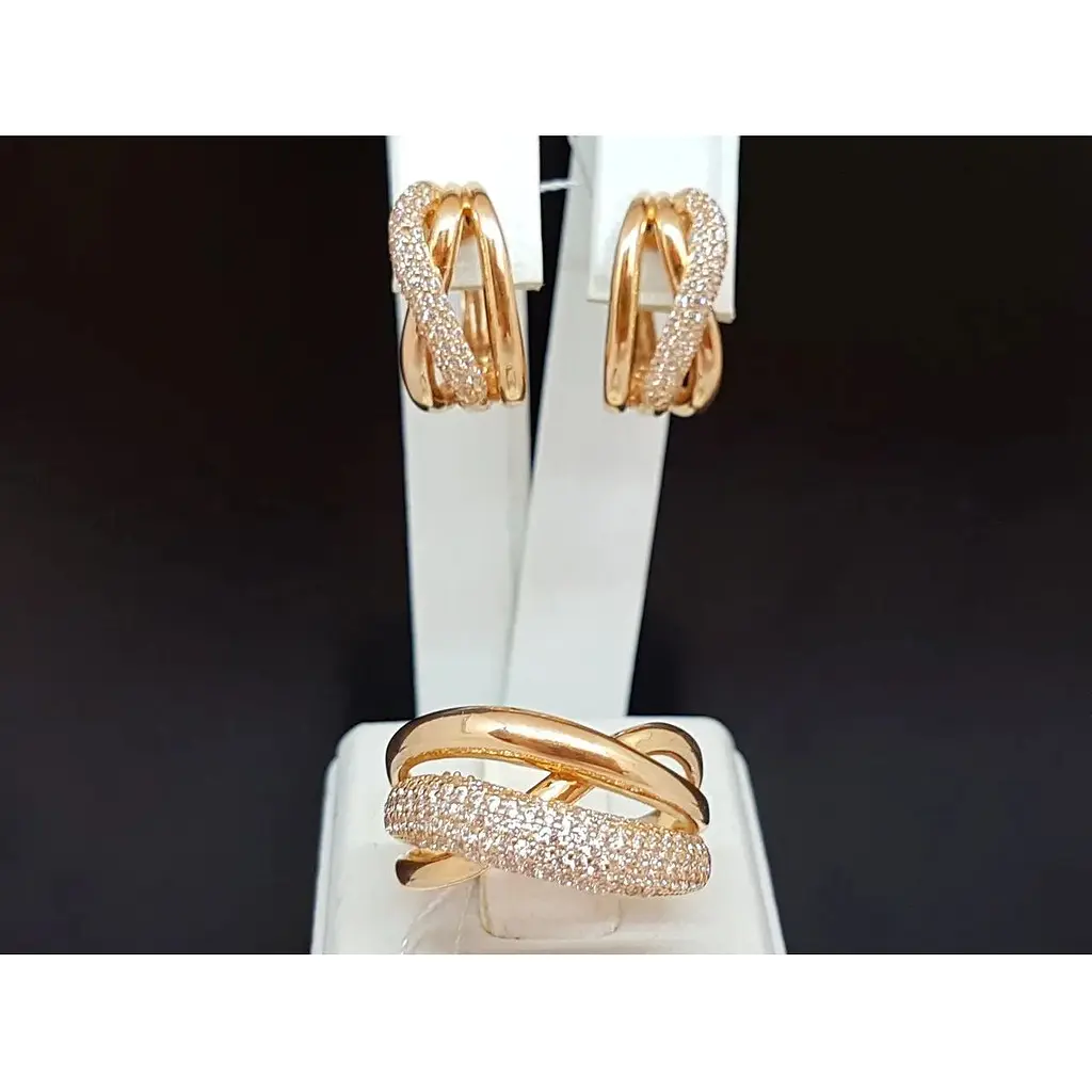 Золоте кільце Імперія золота з фіанітами. КВ743И 16,5 - фото 3