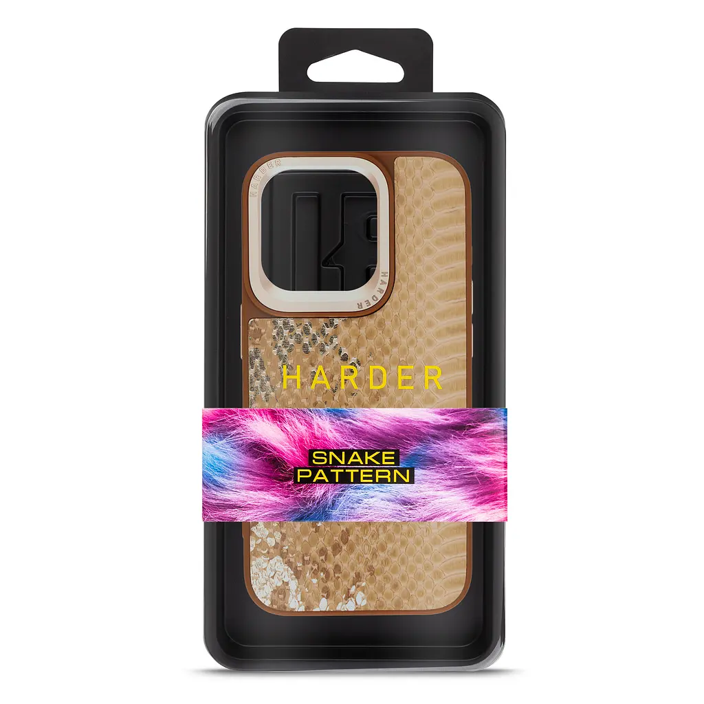 Кожаный чехол для Apple iPhone 14 Pro, Harder Snake Pattern, бежевый, термополіуретан ТПУ + экокожа с текстурой змеиной кожи, панель, защита корпуса, противоударный, микрофибра, рамка вокру камеры, защита всего корпуса, (ARM76806) - фото 3