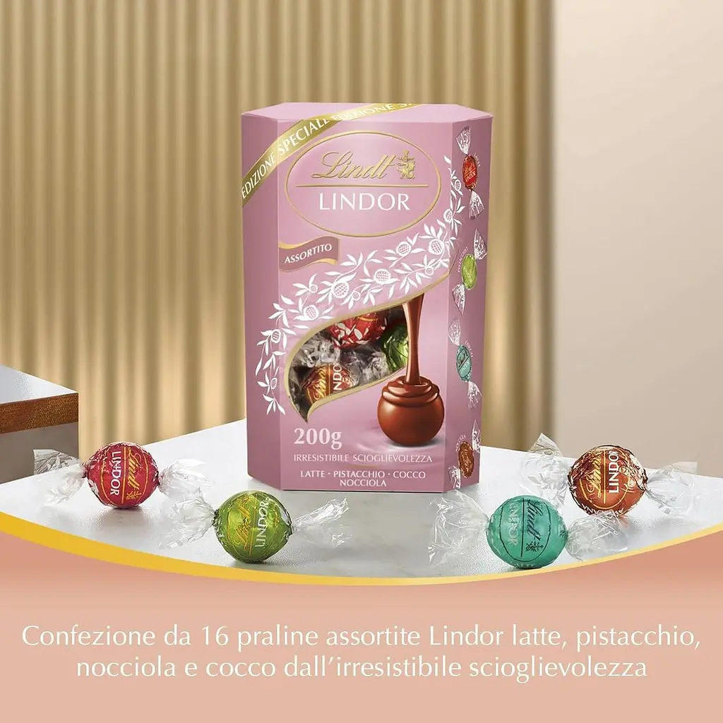 Шоколадні цукерки Lindt Lindor Assortito Latte Pistacchio Cocco Nocciola 200г - фото 4