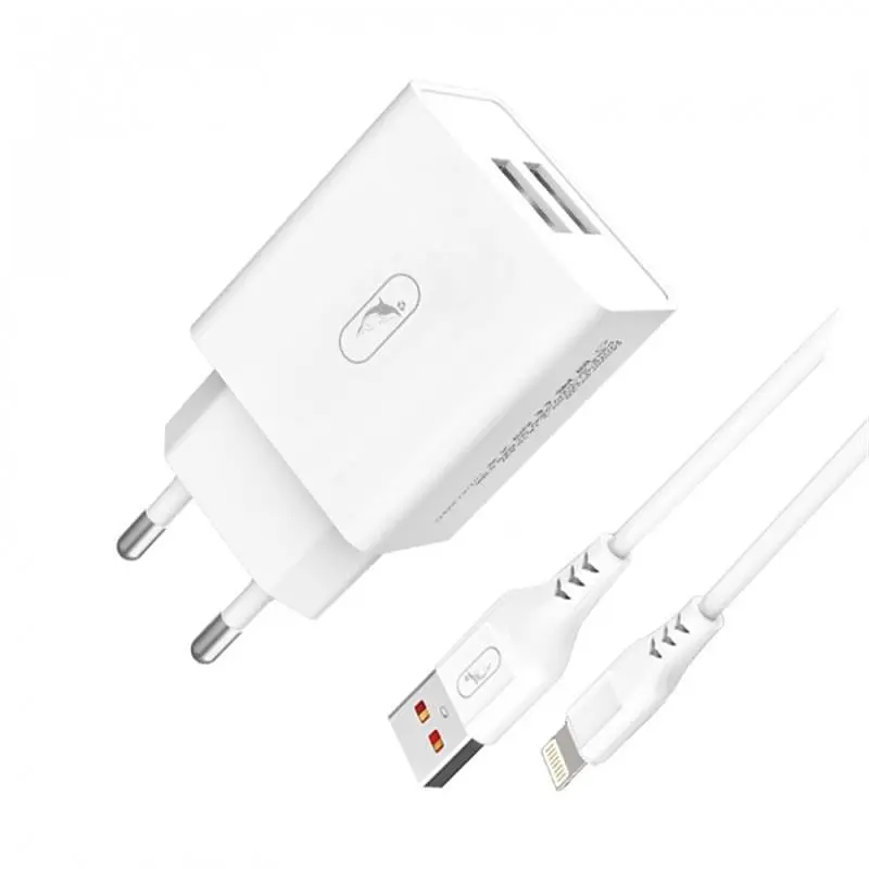 Зарядний пристрій SkyDolphin SC30L (2USB, 2.1A) Білий (MZP-000112) + кабель Lightning