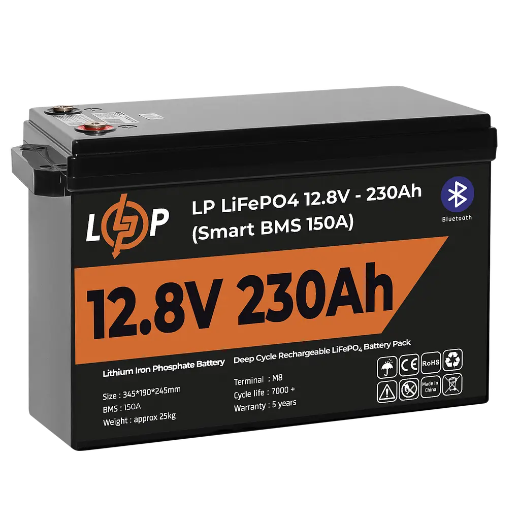 Акумулятор LP LiFePO4 12V (12,8V) - 230 Ah (2944Wh) (Smart BMS 150А) з BT пластик - фото 4