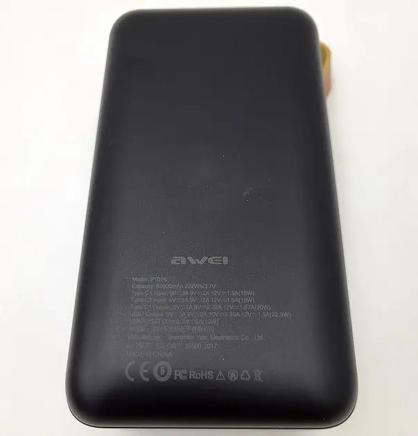 Павербанк для роутера, модему AWEI P101K Power Bank 60000 mAh Чорний, повербанк для телефона, ноутбуків - фото 3