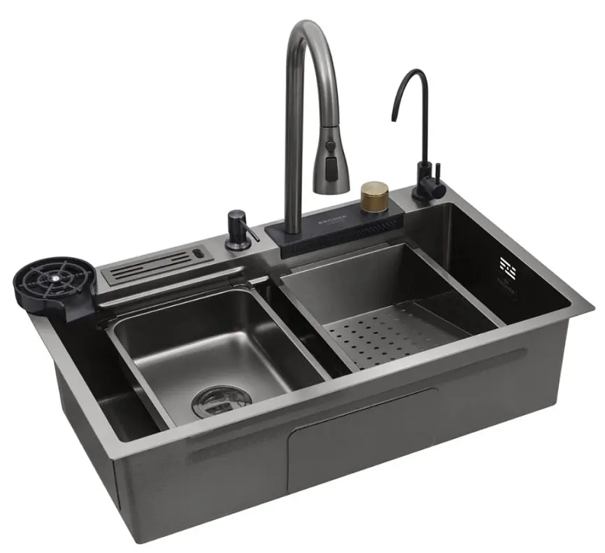 Кухонна мийка Kroner KRP KRP Schwarze - SET7545NB PVD (3.0/0.8 мм) (CV033805) - фото 3