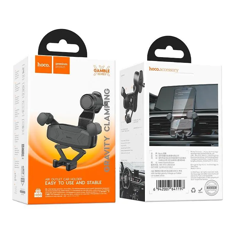 Тримач Hoco Gamble gravity linkage Car holder H66 air outlet 4.5-7" - фото 2