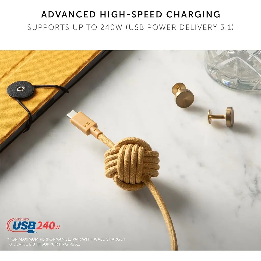Кабель USB-C to USB-C Native Union Anchor Cable Pro 240W Kraft 3 м (ACABLE-C-KFT-NP) - фото 3