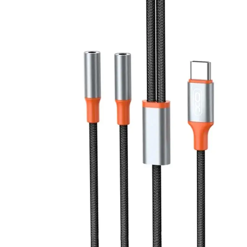 Перехідник USB-C to 2x3.5mm F 1.0m NB-R269B black XO (NB-R269B.black) - фото 3