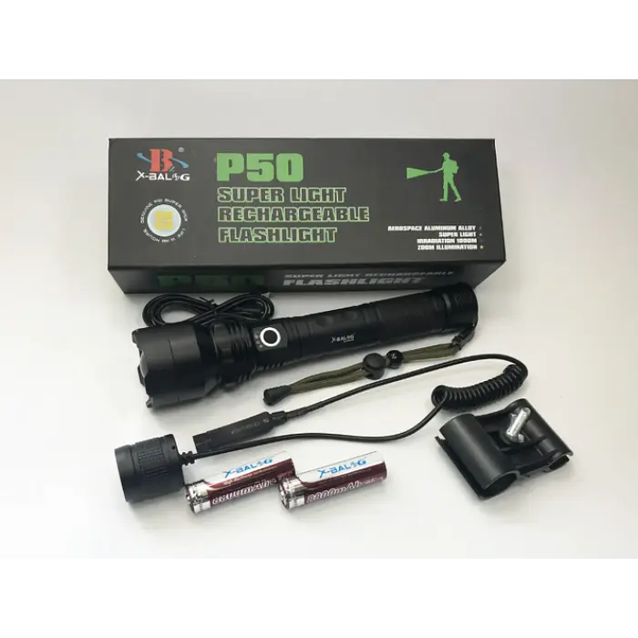 Фонарик тактический BL Police BL QP510-P50 с подствольным креплением Zoom и выносной кнопкой - фото 3