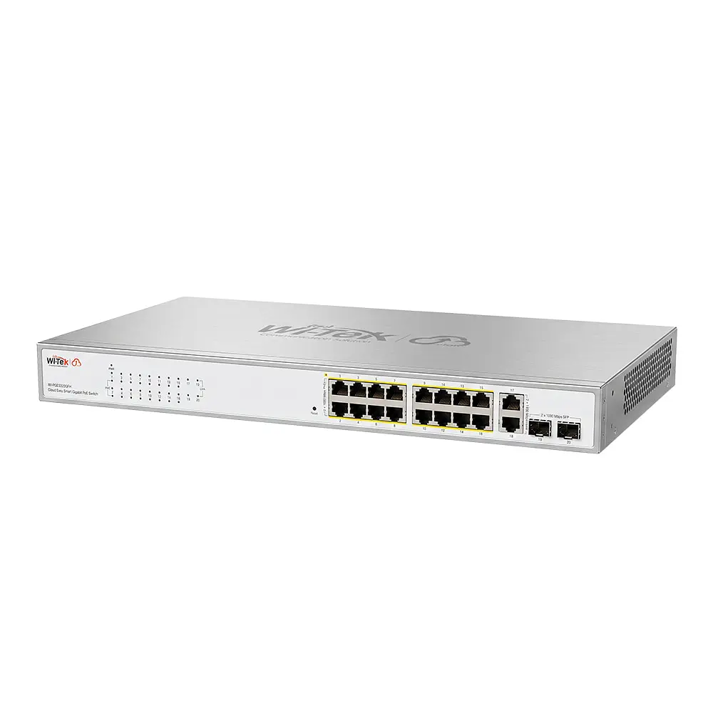 PoE-комутатор 20-портовий керований Wi-Tek WI-PCES320GFH гігабітний 16x1000Mbps PoE+, 2x1000Mbps Uplink, 2xSFP, 130W, Cloud, ONVIF (73-00254)