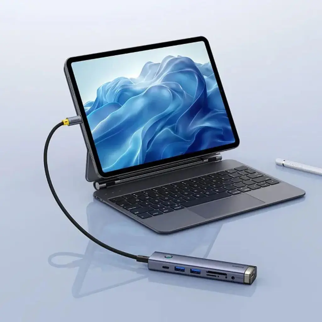 USB-Хаб Baseus UltraJoy Series 7-Port HUB AIR Space Grey (Type-C to HDMI4K@60Hz*1+USB3.0*2+PD*1+SD/TF3.0*1+3.5mm*1) (B00052803811-02) - фото 7