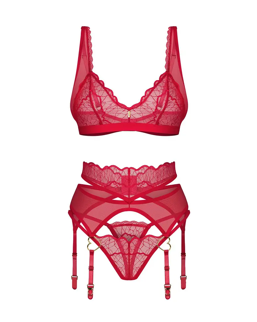 Комплект білизни Obsessive Cupide Desir L/XL (червоний) - фото 4