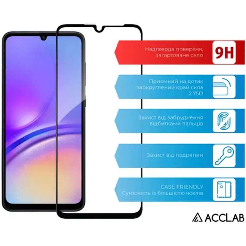 Скло захисне ACCLAB Full Glue Samsung A05 Black (1283126578304) - фото 3