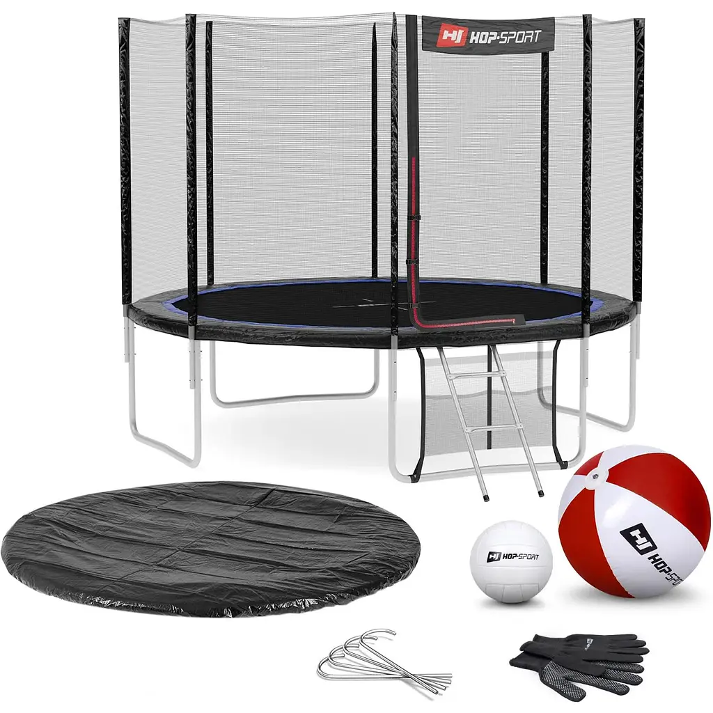 Батут Hop-Sport 12ft (366см) чорно-синій з зовнішньою сіткою - фото 4