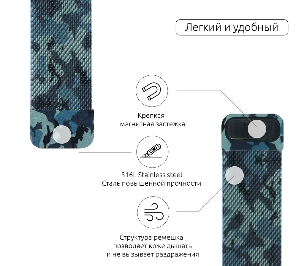 Ремінець ArmorStandart Milanese Loop для Apple Watch 42 (Series 11-10)/41/40/38 Military Blue (ARM52953) - фото 2