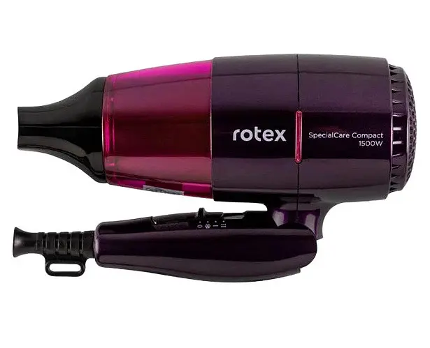 Складаний міні фен Rotex RFF157-V SpecialCare Compact дорожній для сушіння укладання компактний електрофен 1500 Вт Фіолетовий - фото 2