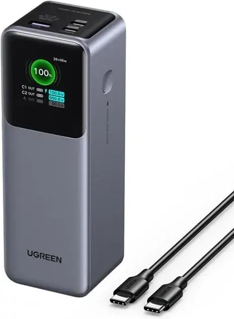 Power Bank Ugreen PB722 25000mah 200W LED (35525B) Gray UA - фото 2