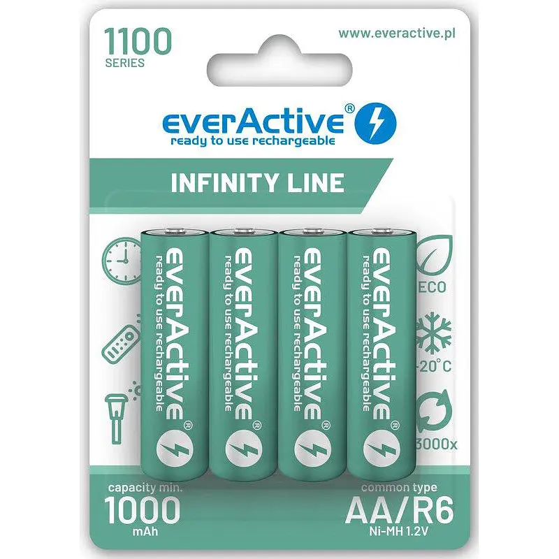 Акумулятор everActive AA/HR06 Ni-MH 1100mAh BL 4шт - фото 4