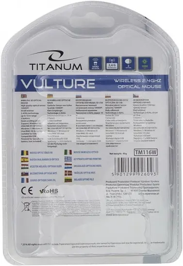 Миша Esperanza Titanum TM116B Vulture Wireless black blue - фото 4