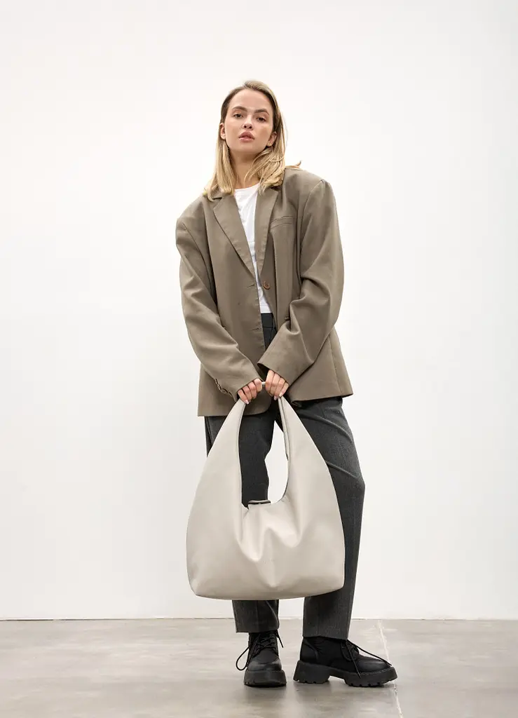 Сумка жіноча Sambag HOBO L сірий 34 х 37 х 16 см (53300030) - фото 9