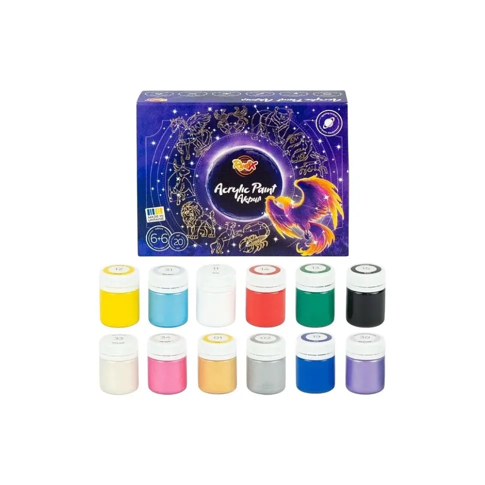 Набір акрилових фарб Rudix 851203, 6+6 кольорів по 20 мл - фото 2