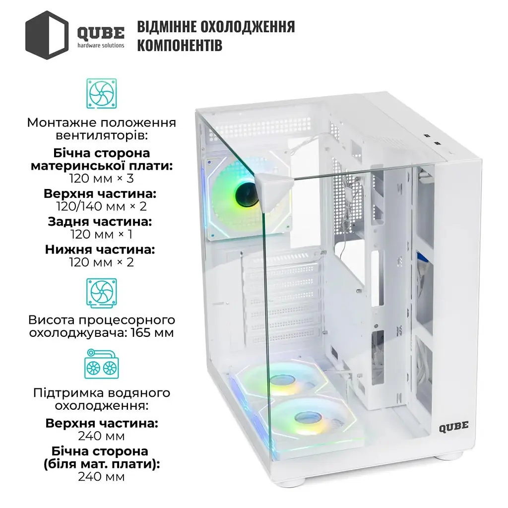 Корпус QUBE AQUARIUM ARGB WHITE (AQUARIUM_GWNU3) - фото 2