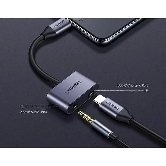 Конвертер адаптер Ugreen 50596 CM193 2 Ports Usb-C Hub + 3.5 mm - фото 5