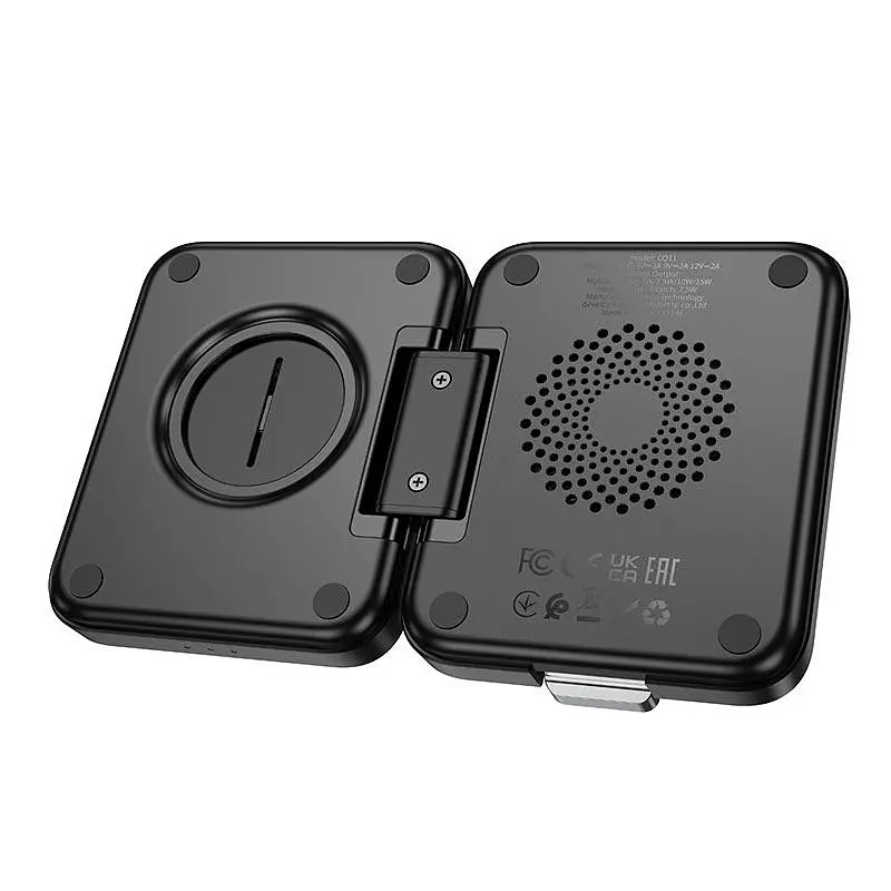 Зарядка Qi HOCO Ingenious 3-in-1 folding magnetic wireless charger CQ11 |15W| - фото 3