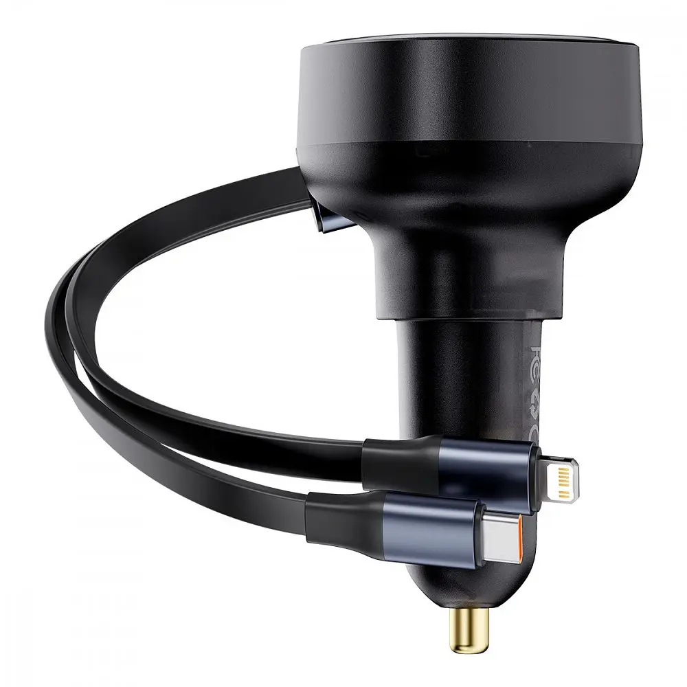 АЗП Baseus Enjoyment Pro 60W (USB) + Retractable Type-C+Lightning Cables - фото 7