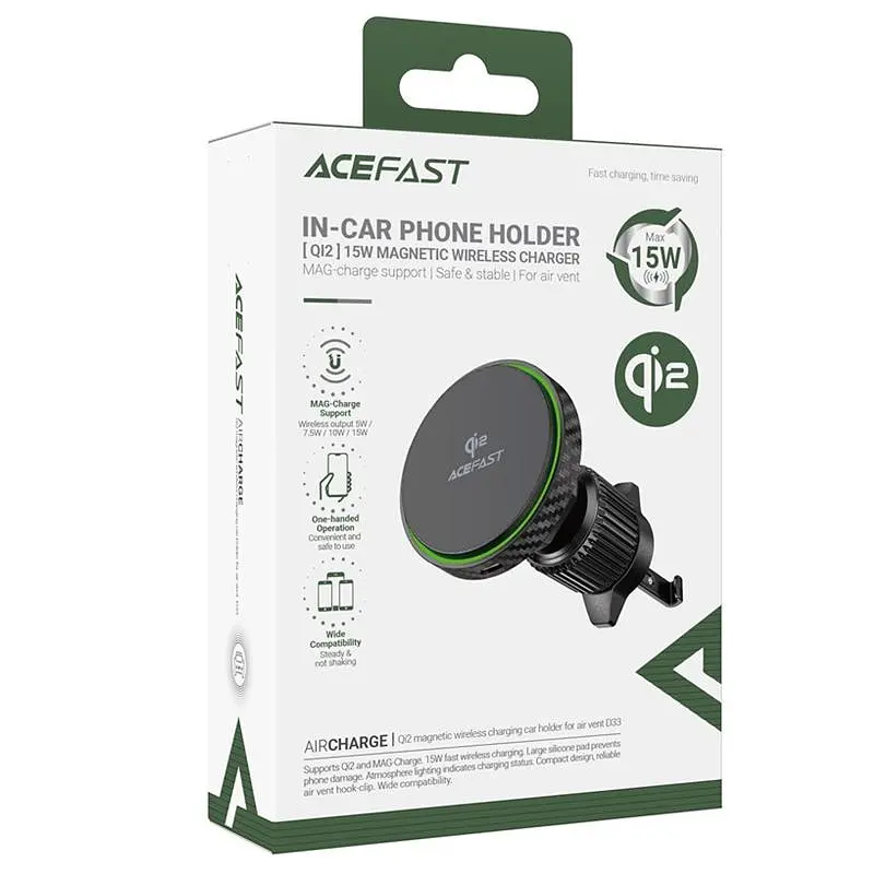 Автодержатель с зарядным устройством Acefast D33 Qi2 Magnetic Wireless Charging 15W Black - фото 2