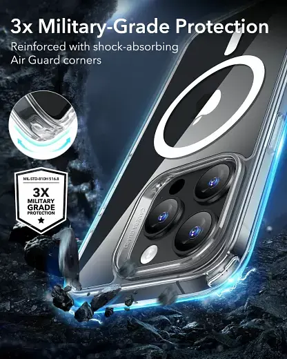 Прозорий чохол ESR Classic Hybrid Case (HaloLock) Frosted Black для iPhone 16 Pro Max (1A7700202) - фото 3