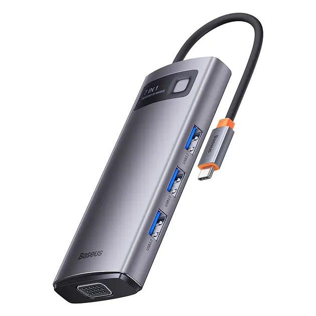 USB-хаб Baseus 7-in-1 Metal Gleam Series Type-C to HDMI+USB+VGA+RJ45 Docking Station (WKWG040013) - фото 2