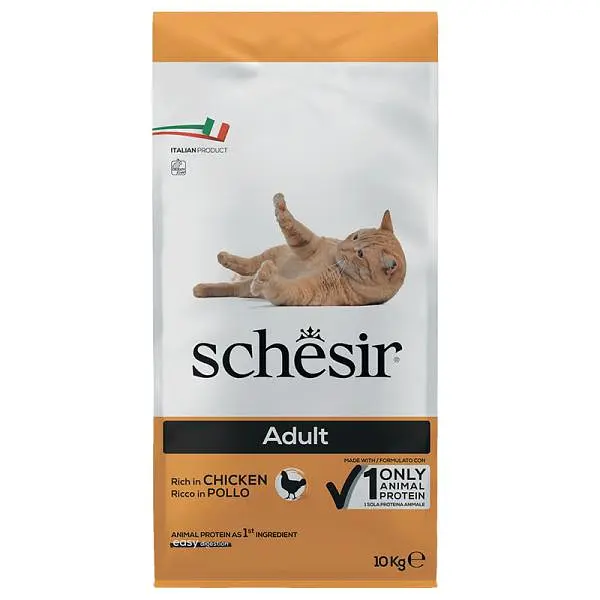 Сухий монопротеїновий корм для котів Schesir Cat Adult Chicken Шезір з куркою 10 кг (ШКВК10)