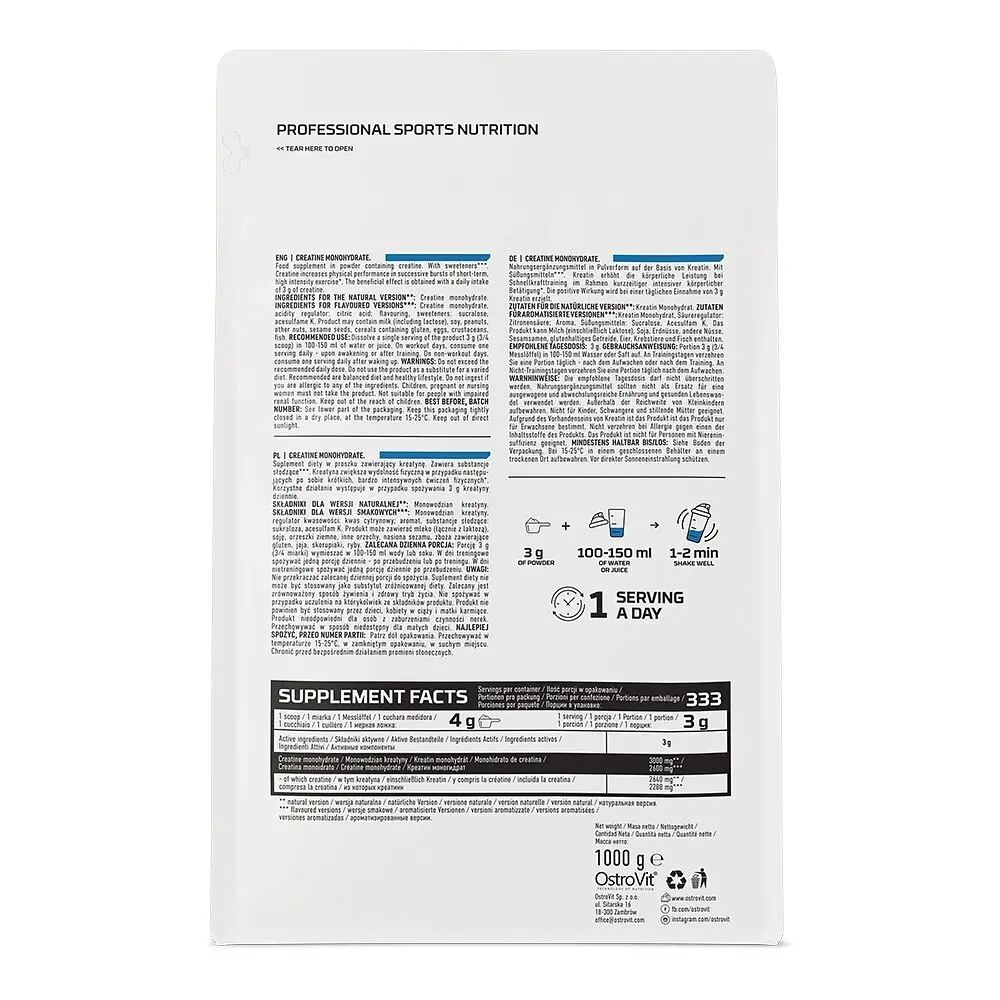 Креатин OstroVit Creatine Monohydrate, 1 кг - Вишня - фото 2