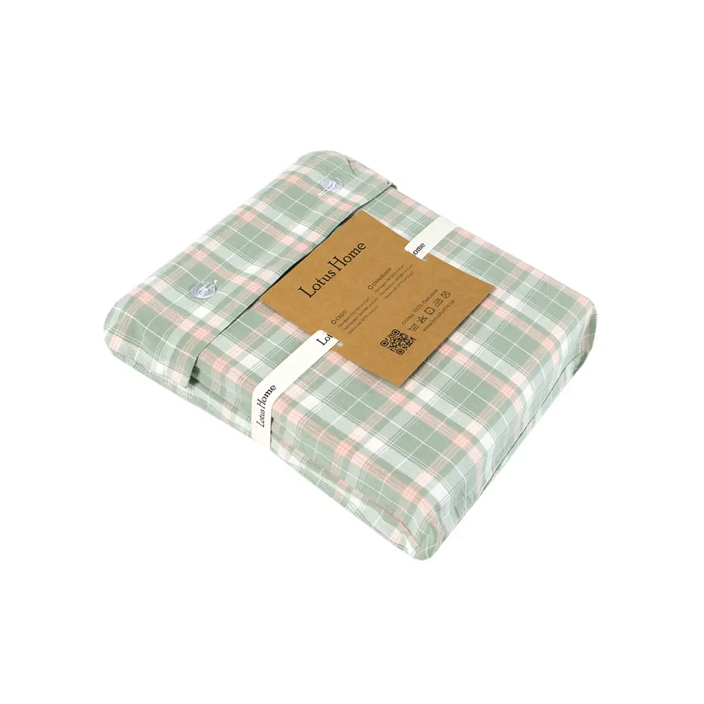 Постельное белье Lotus Home - Checked Caledonia мятный семейный - фото 2