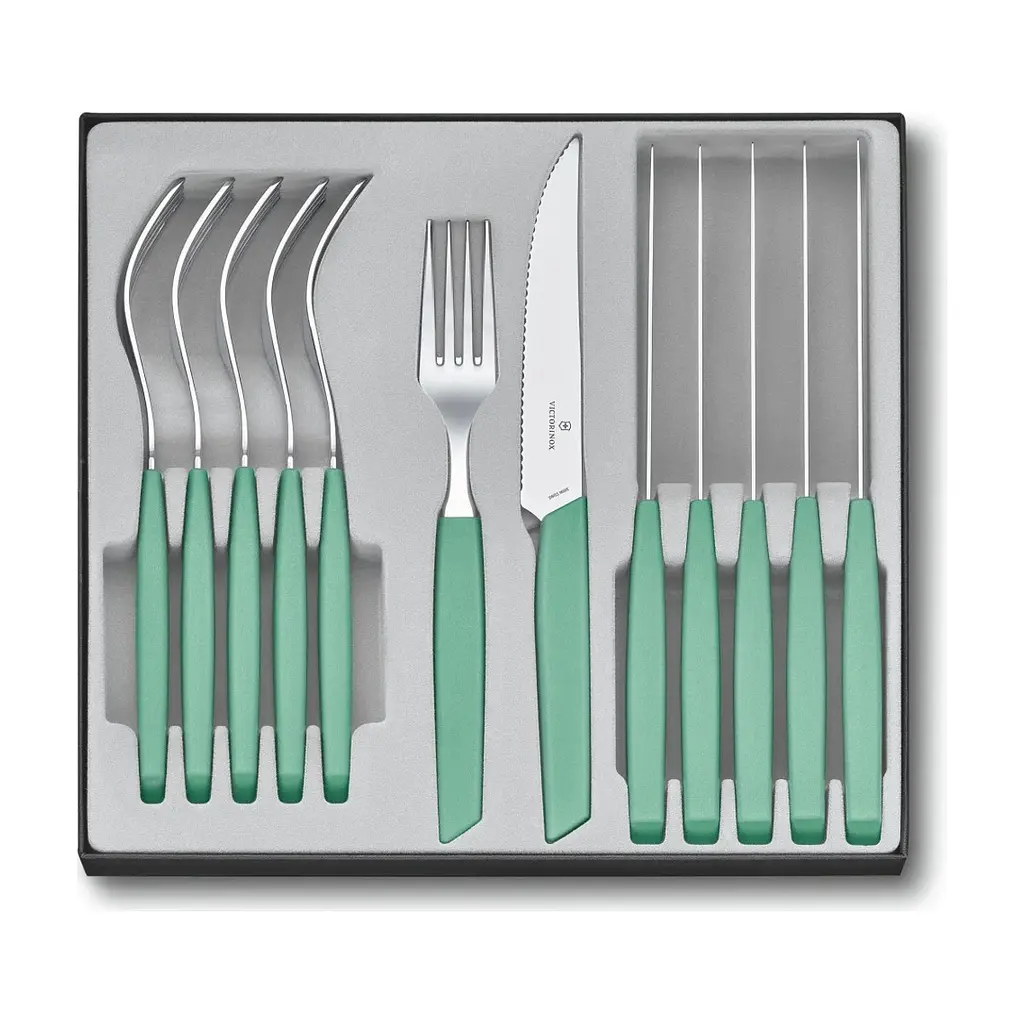 Набір столових приборів Victorinox Swiss Modern Table Set 12 шт Steak Mint (6.9096.12W41.12)