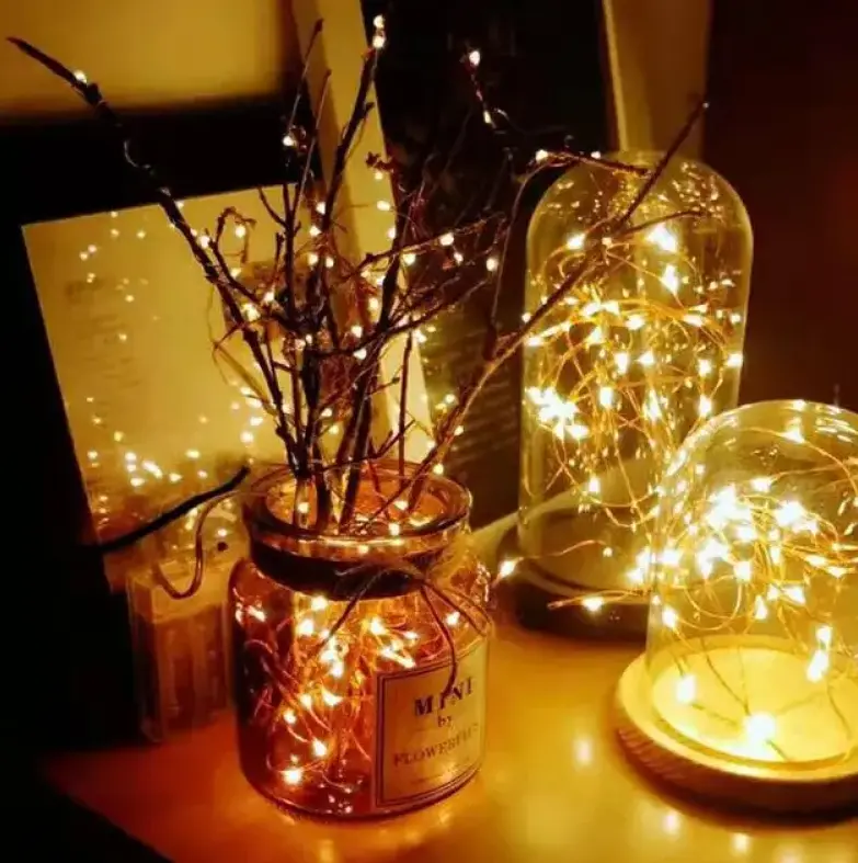 Світлодіодна гірлянда нитка LED Star дріт крапля роси 2 м 20 led батарейки Warm White - фото 3