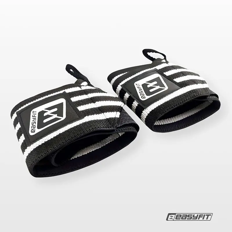 Кистьові бинти EasyFit на зап'ястя 50х8 см фіксатор, чорно-білі (EF-0060-GY) - фото 2