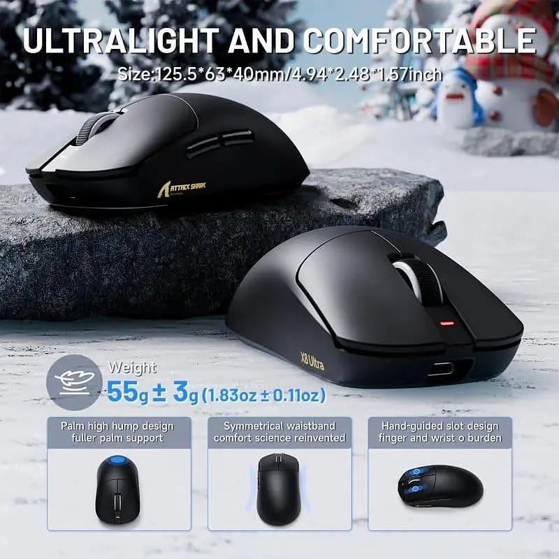 Мышь Attack Shark X8 Ultra Wireless (AS-6972792471846-B) Black (G-000003625) - фото 3