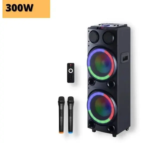 Аккумуляторная акустическая система XPRO HS-TD1020 колонка чемодан 300Вт USB SD FM радио Bluetooth 2 радиомикрофона ДУ (MER-15697) - фото 2