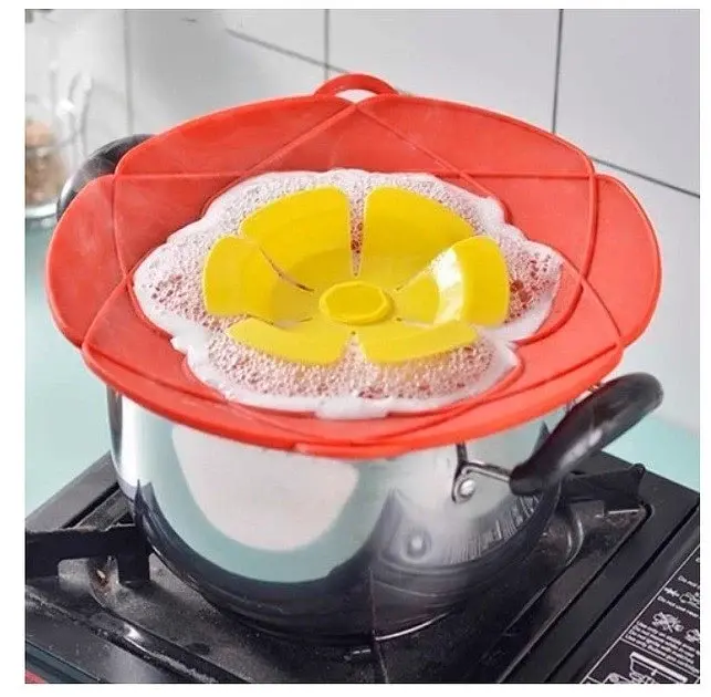 Силіконова кришка від википання Spill Stopper діаметр 28 см червона - фото 3
