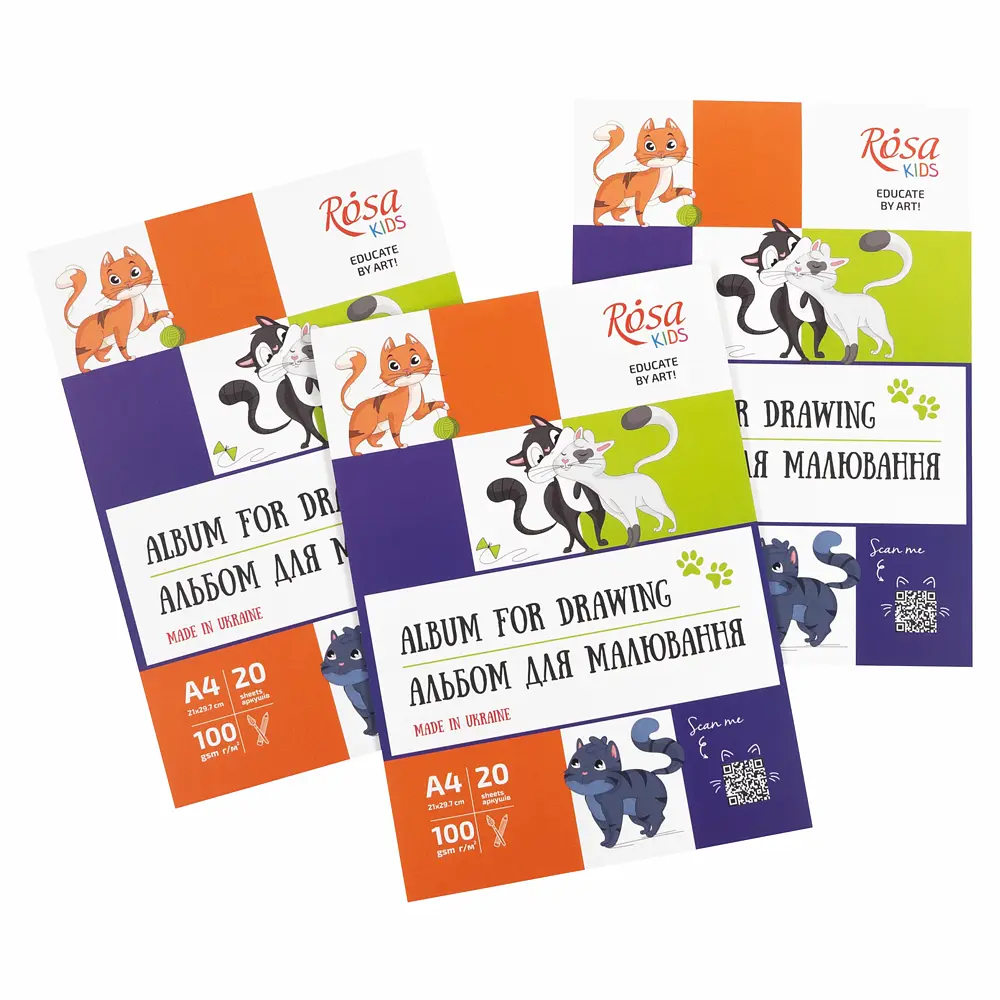 Альбом-склейка для малювання Cats А4 100г/м2 20л ROSA Kids - фото 2
