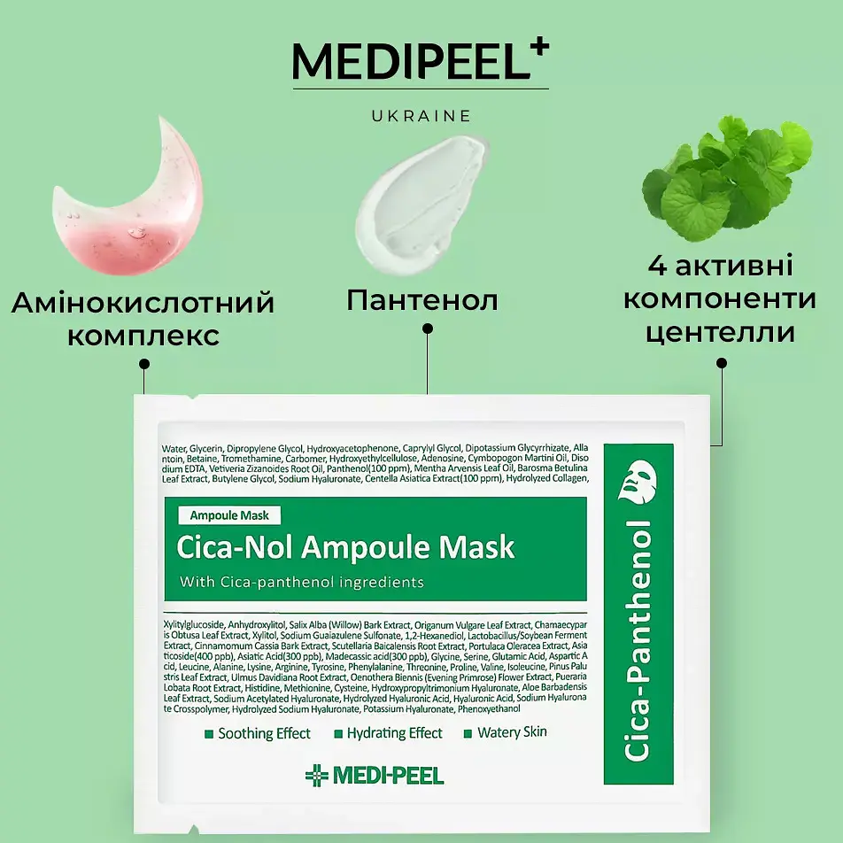 Заспокійлива ампульна маска для обличчя MediPeel Cica-Nol Ampoule Mask 1 шт. - фото 2