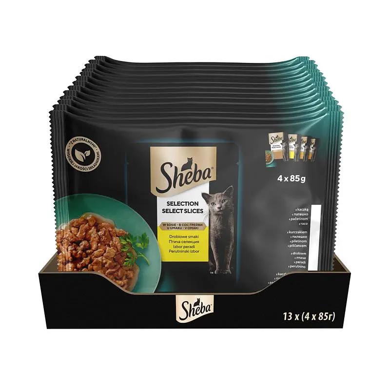 Набір корм для котів Sheba Select Slices з м'ясом птиці в соусі 4 шт. x 85 г - фото 3