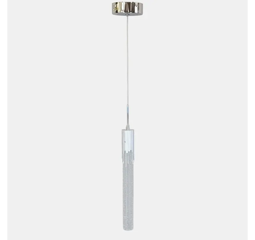 Сріблясто-хромований приліжковий LED підвіс Artlight 2353/1SL з пухирцевим склом 3,5W