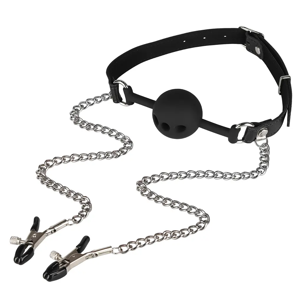 Набір БДСМ - Erospace Wild Play Mouth Gag With Nipple Clamps C15 - фото 3